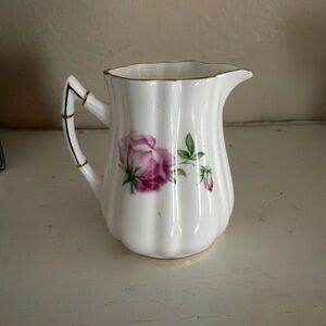 Floral White Porcelain Pitcher vintage Victoria C & E bone china open creamer
